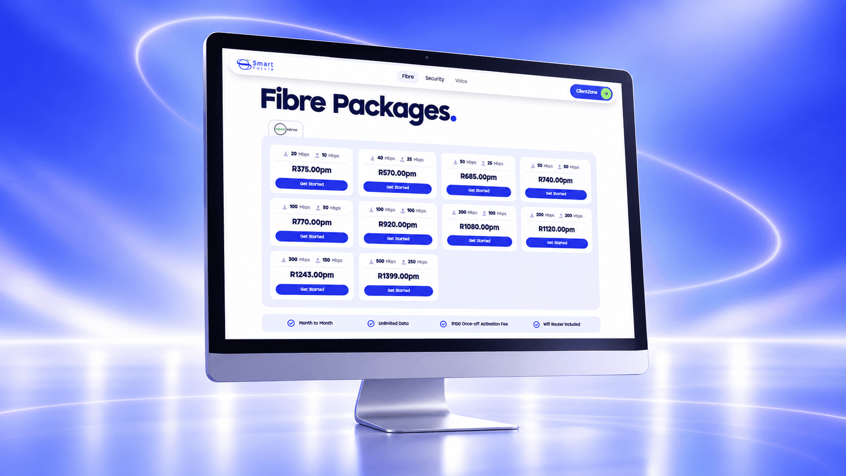 SmartFuture fibre packages and monthly prices