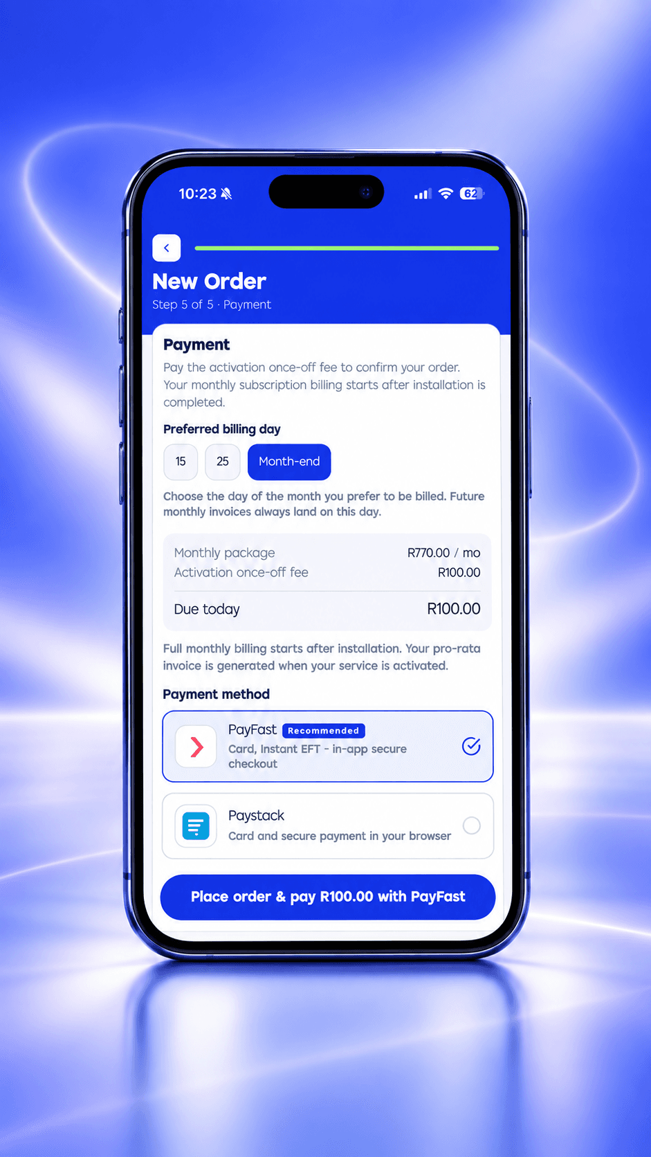 SmartFuture app checkout with PayFast and Paystack