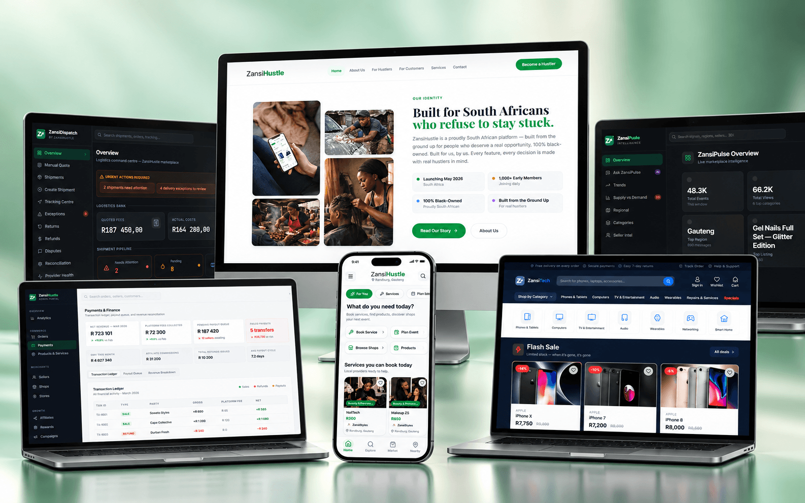 The ZansiHustle marketplace with its mobile app and operations tools